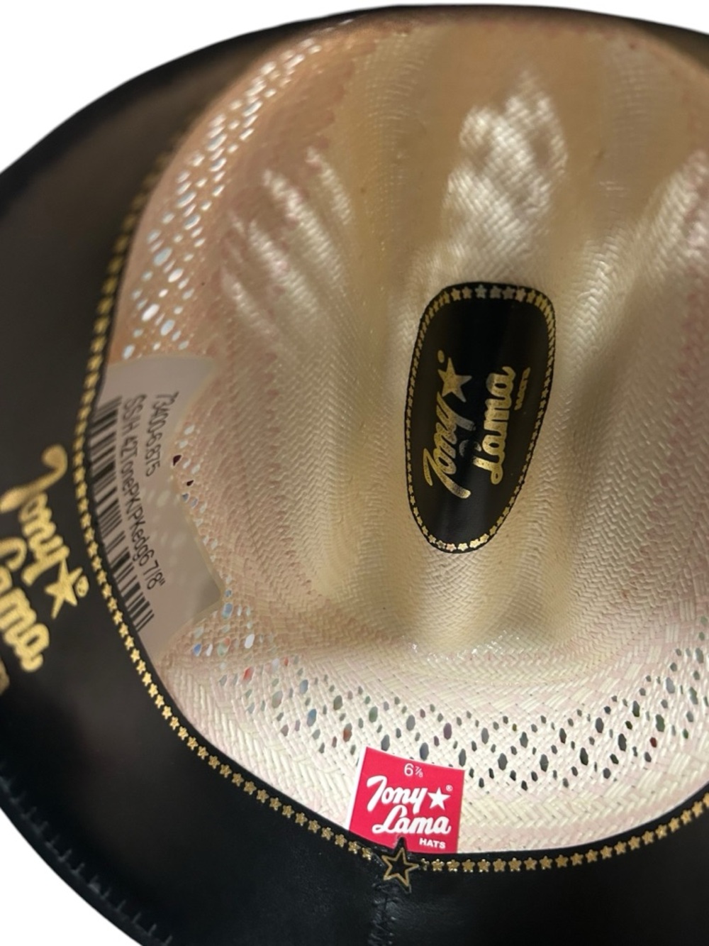 Tony Lama Straw Cowboy Hat with Pink Trim - Picture 10 of 10